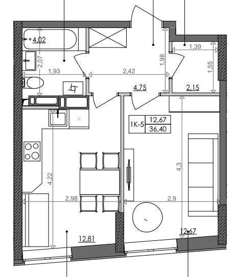 1-кімнатна 36.4 м² в ЖК Svitlo Park від 19 594 грн/м², Київ