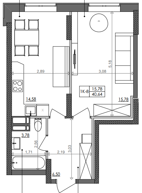 1-кімнатна 40.64 м² в ЖК Svitlo Park від 19 594 грн/м², Київ