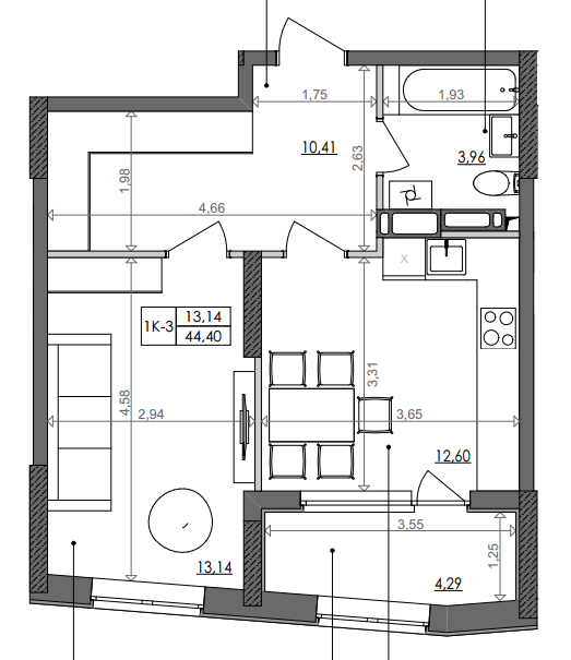 1-комнатная 44.4 м² в ЖК Svitlo Park от 19 594 грн/м², Киев