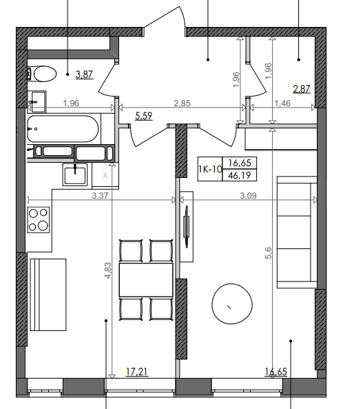 1-комнатная 46.19 м² в ЖК Svitlo Park от 36 447 грн/м², Киев