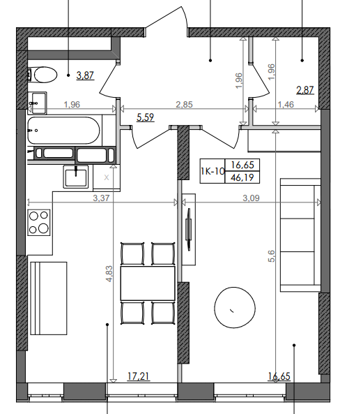 1-комнатная 46.19 м² в ЖК Svitlo Park от 33 175 грн/м², Киев