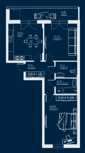 2-комнатная 72.85 м² в ЖК Einstein Concept House от 43 600 грн/м², Киев