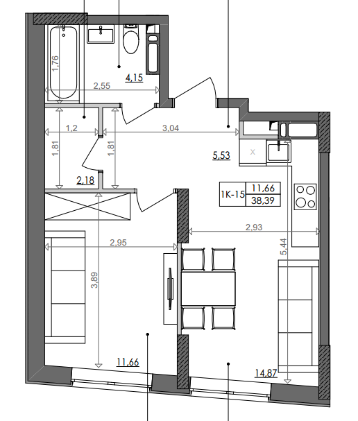 1-комнатная 38.39 м² в ЖК Svitlo Park от 36 447 грн/м², Киев