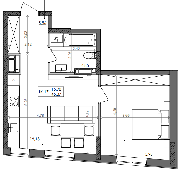 1-кімнатна 45.87 м² в ЖК Svitlo Park від 19 594 грн/м², Київ