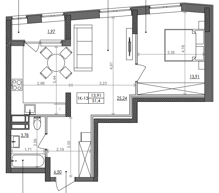 1-комнатная 51.4 м² в ЖК Svitlo Park от 36 950 грн/м², Киев