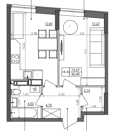 1-комнатная 36.4 м² в ЖК Svitlo Park от 19 594 грн/м², Киев