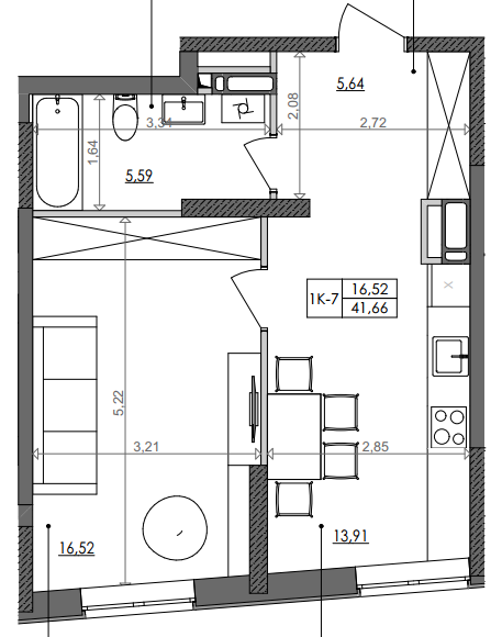 1-кімнатна 41.66 м² в ЖК Svitlo Park від 36 223 грн/м², Київ