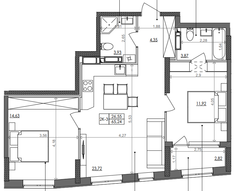 2-комнатная 65.24 м² в ЖК Svitlo Park от 29 464 грн/м², Киев