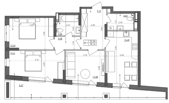 3-кімнатна 79.14 м² в ЖК Svitlo Park від 30 167 грн/м², Київ