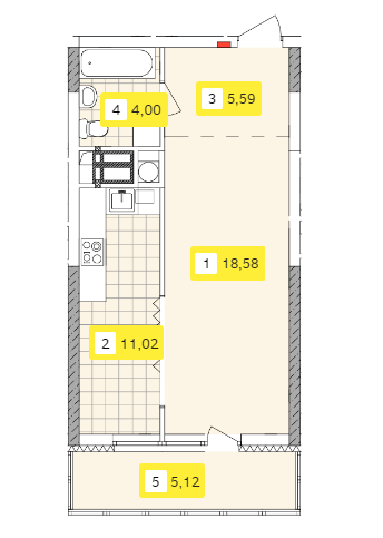 1-кімнатна 44.68 м² в ЖК Відрадний від 32 247 грн/м², Київ