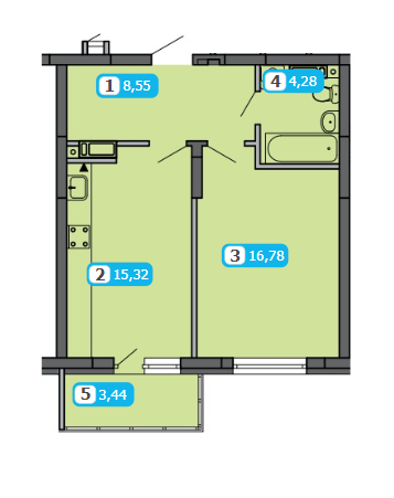 1-кімнатна 48.37 м² в ЖК Паркові озера від 29 926 грн/м², Київ