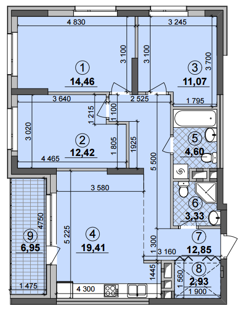 3-комнатная 84.55 м² в ЖК Seven от 19 850 грн/м², Киев