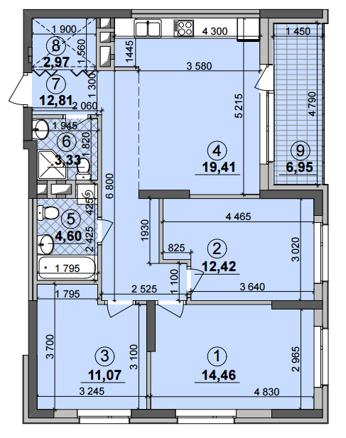 3-кімнатна 84.55 м² в ЖК Seven від 19 850 грн/м², Київ