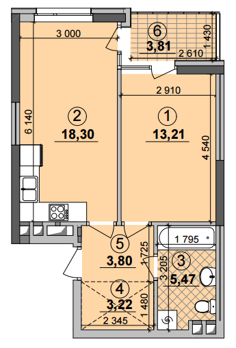 1-кімнатна 45.91 м² в ЖК Seven від 25 050 грн/м², Київ