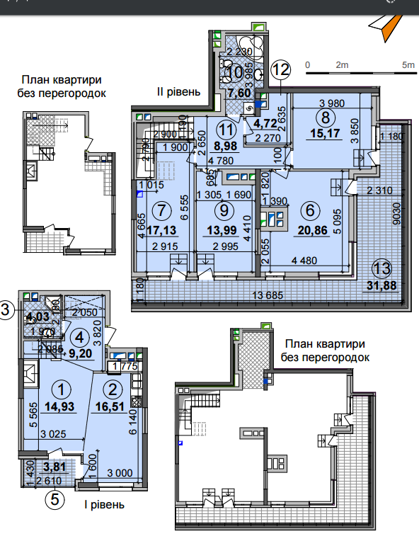 Дворівнева 144.59 м² в ЖК Seven від 28 500 грн/м², Київ