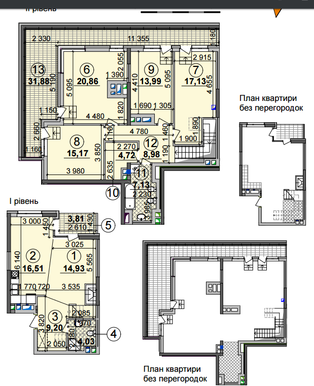 Дворівнева 144.12 м² в ЖК Seven від 28 500 грн/м², Київ