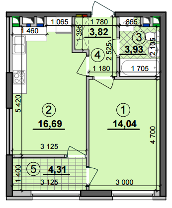 1-кімнатна 42.79 м² в ЖК Seven від 28 500 грн/м², Київ