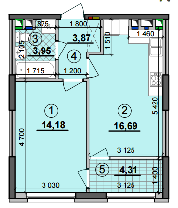 1-комнатная 43 м² в ЖК Seven от 28 500 грн/м², Киев