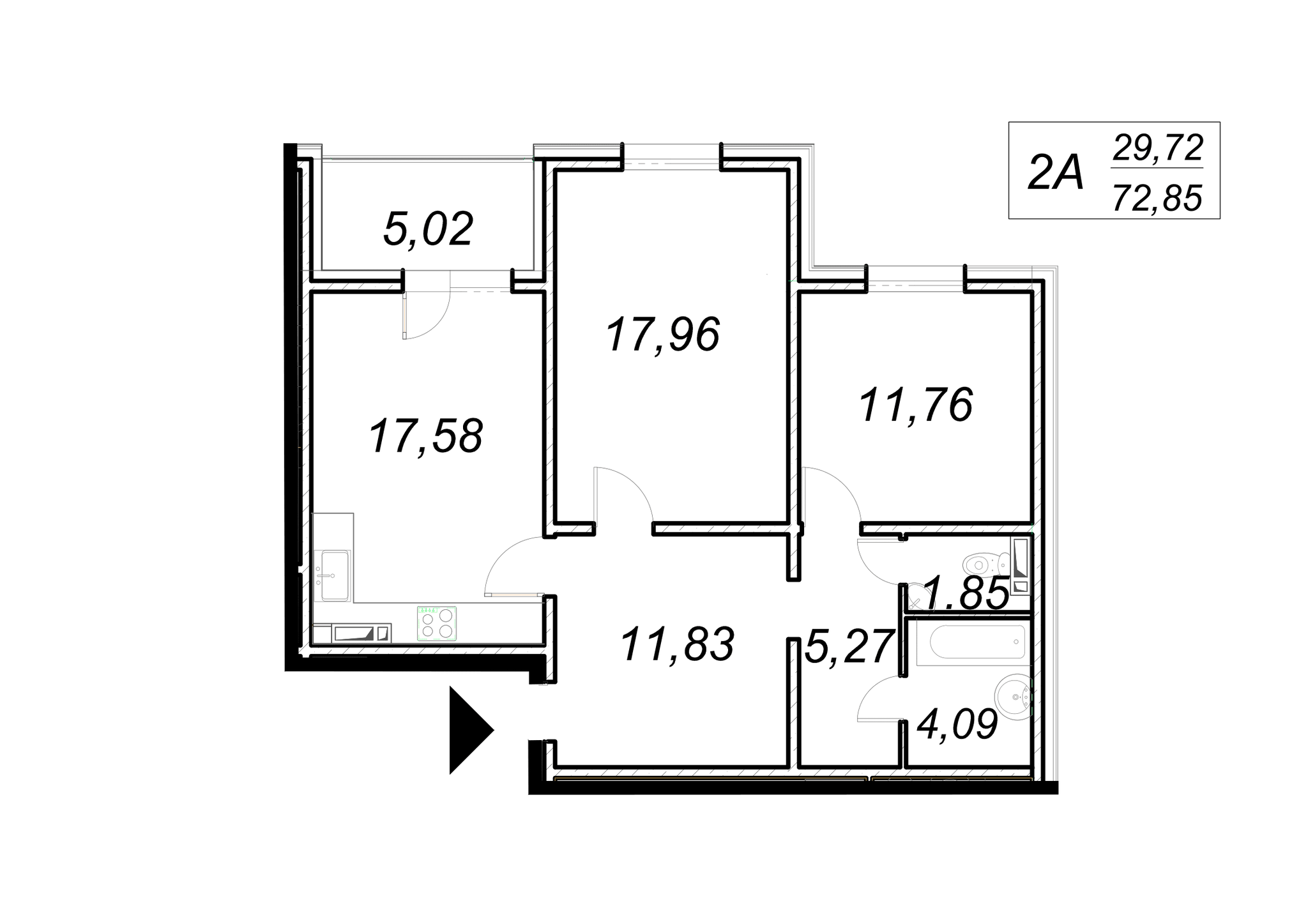 2-кімнатна 72.85 м² в ЖК Ярославичі-2 від 14 500 грн/м², м. Вишгород
