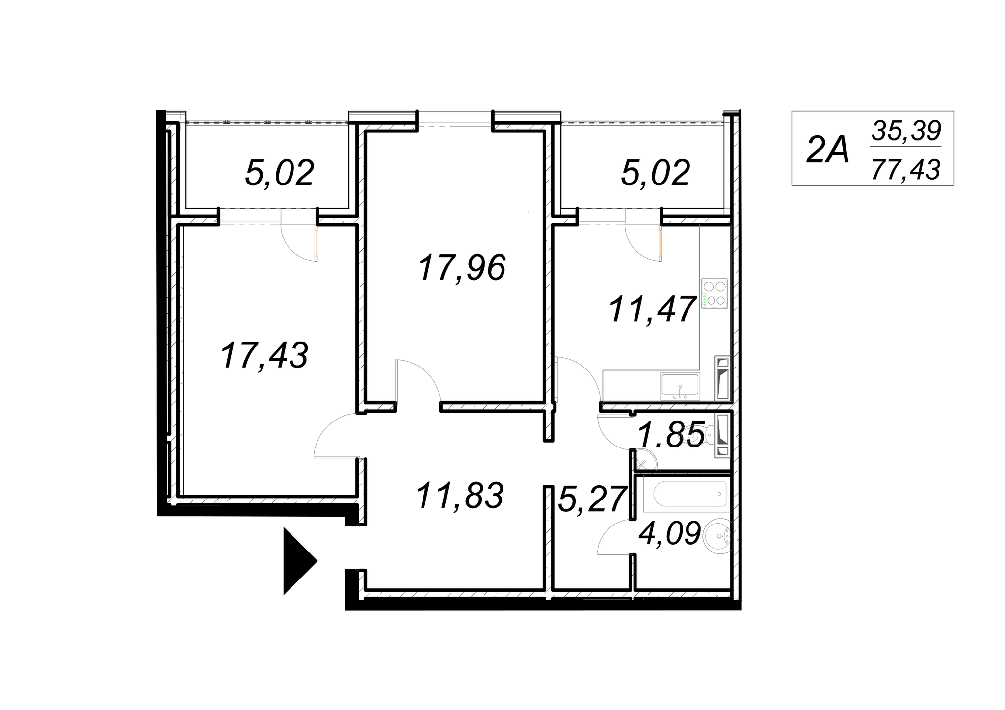 2-комнатная 77.43 м² в ЖК Ярославичи-2 от 14 500 грн/м², г. Вышгород