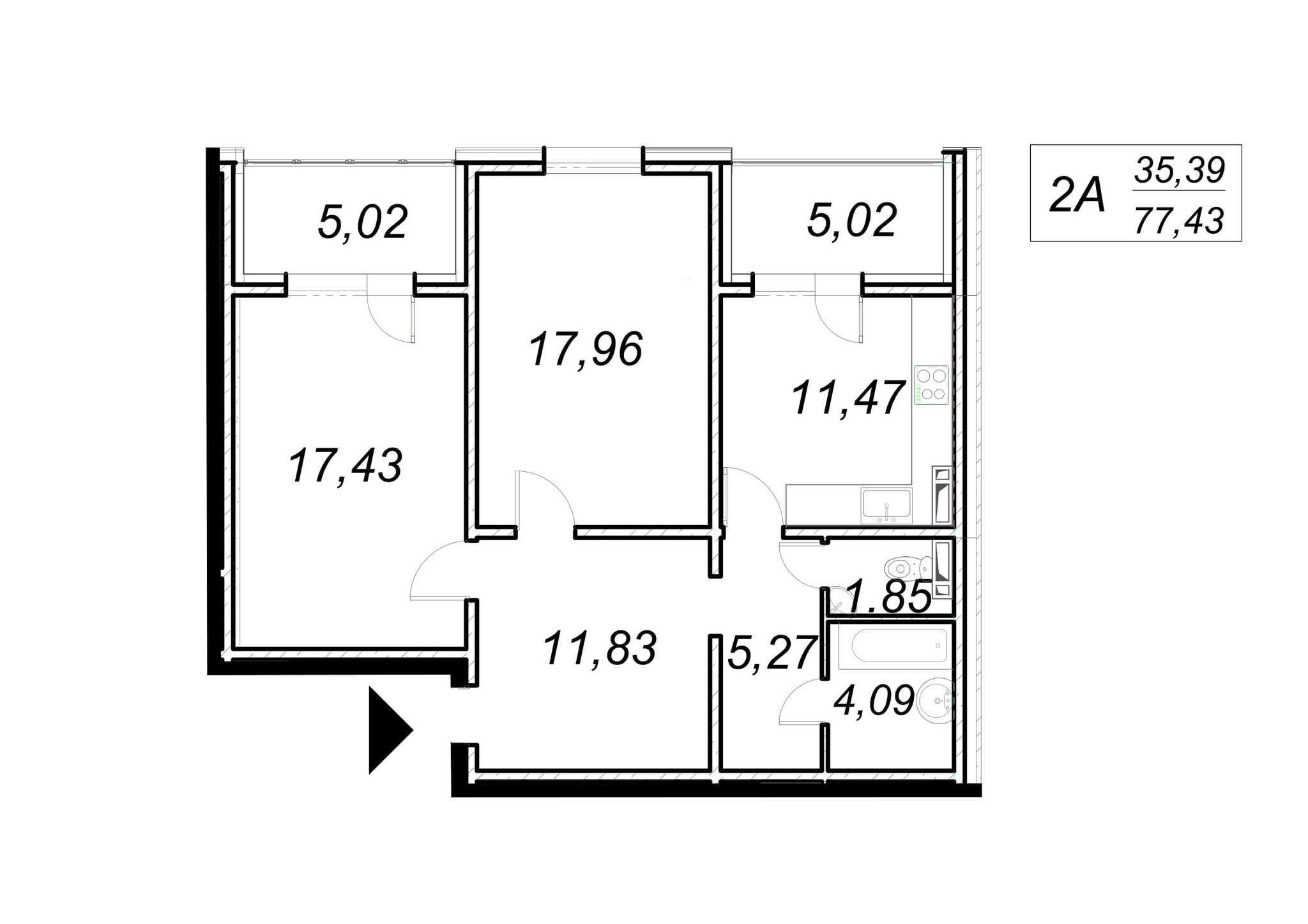 2-кімнатна 77.43 м² в ЖК Ярославичі-2 від 13 750 грн/м², м. Вишгород
