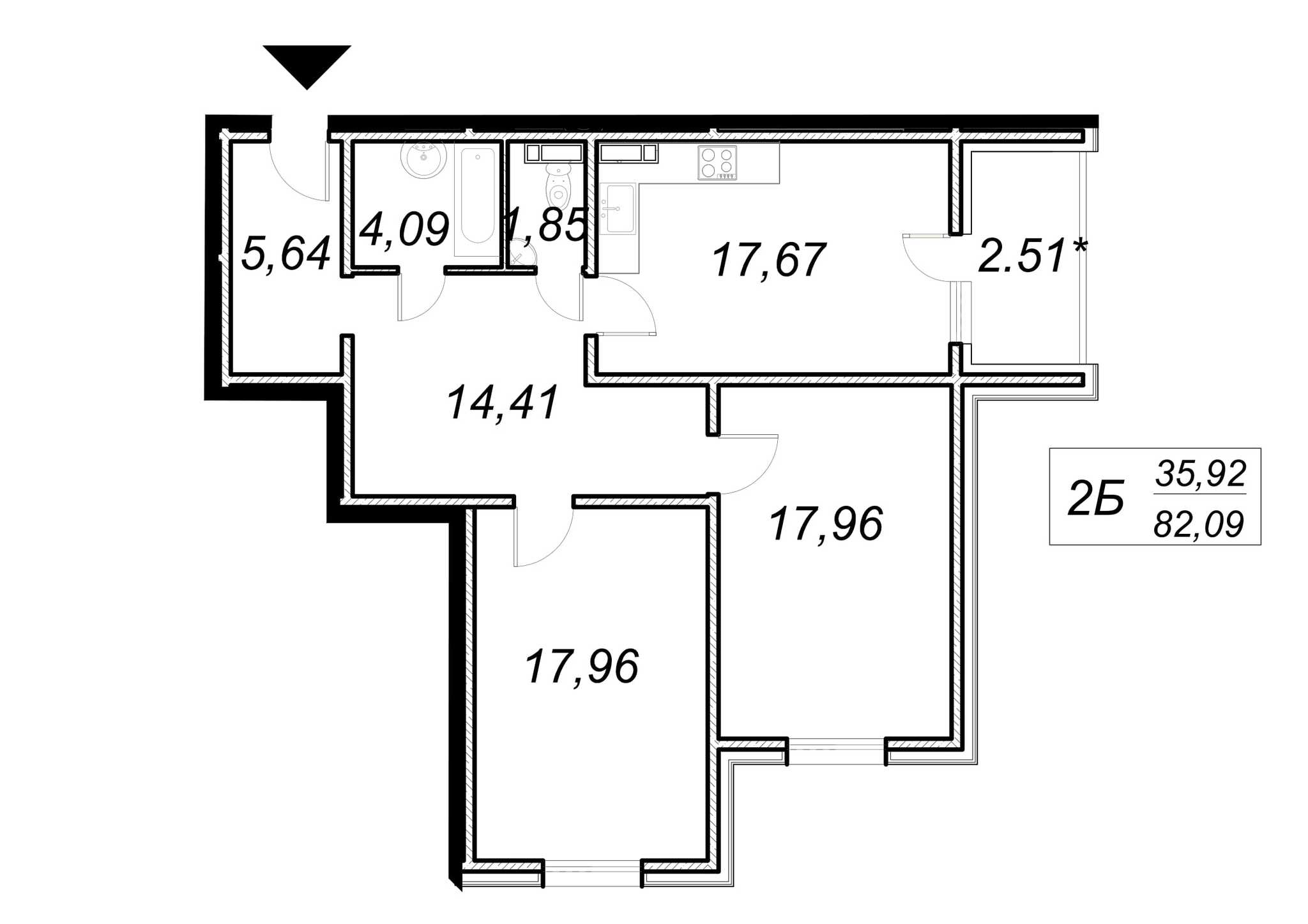 2-комнатная 82.09 м² в ЖК Ярославичи-2 от 13 750 грн/м², г. Вышгород