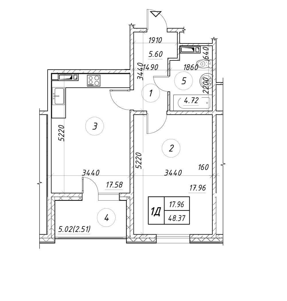 1-комнатная 48.37 м² в ЖК Ярославичи-2 от 15 500 грн/м², г. Вышгород