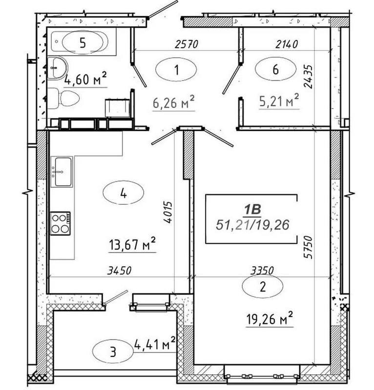 1-комнатная 51.21 м² в ЖК Ярославичи-2 от 15 500 грн/м², г. Вышгород