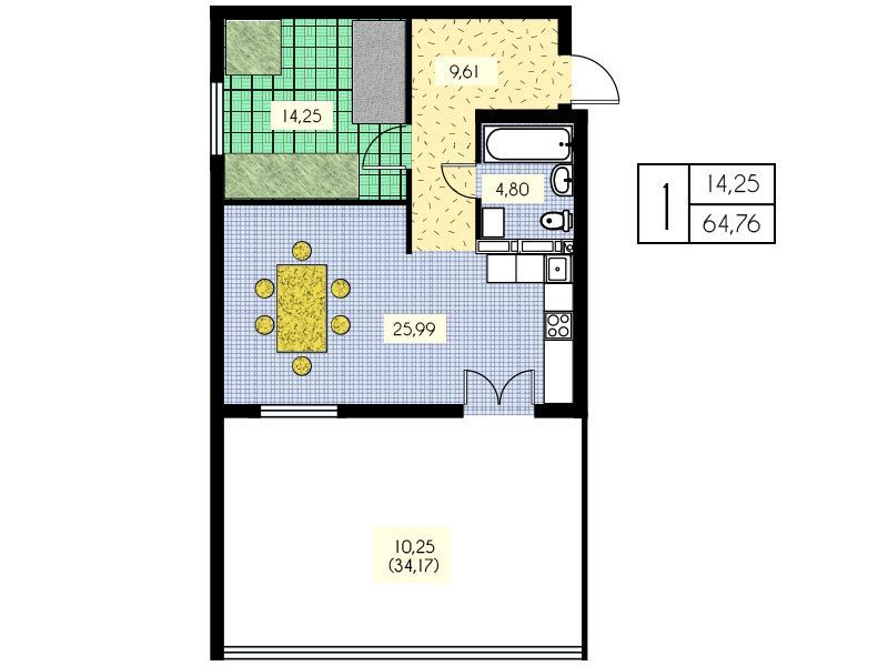 1-комнатная 64.76 м² в ЖК Набережный от 16 000 грн/м², г. Вышгород