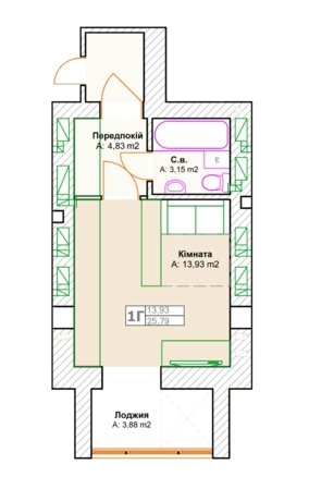 1-комнатная 25.79 м² в ЖК Фортуна-2 от 14 900 грн/м², г. Ирпень