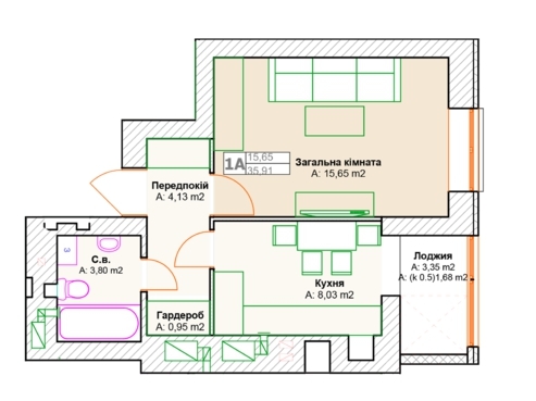 1-комнатная 35.91 м² в ЖК Фортуна-2 от 14 900 грн/м², г. Ирпень