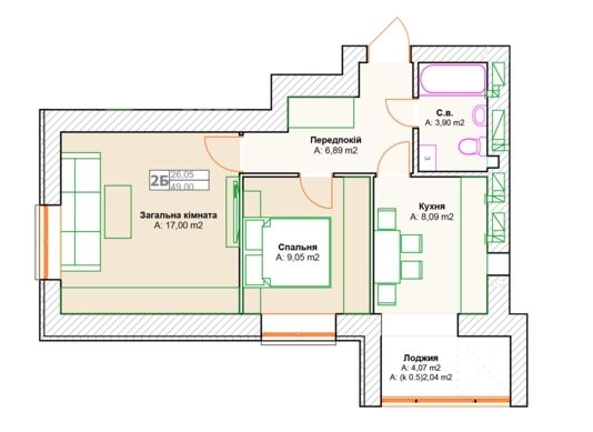 2-комнатная 49 м² в ЖК Фортуна-2 от 15 400 грн/м², г. Ирпень