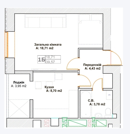 1-кімнатна 39.57 м² в ЖК Фортуна-2 від 27 400 грн/м², м. Ірпінь