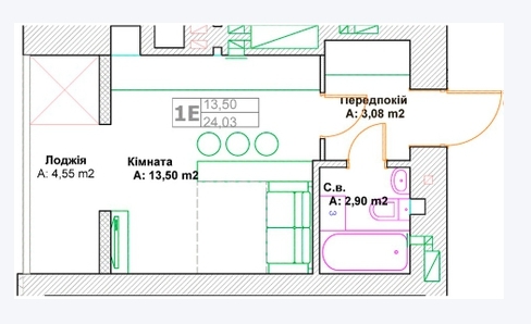 Студія 24.03 м² в ЖК Фортуна-2 від 20 500 грн/м², м. Ірпінь