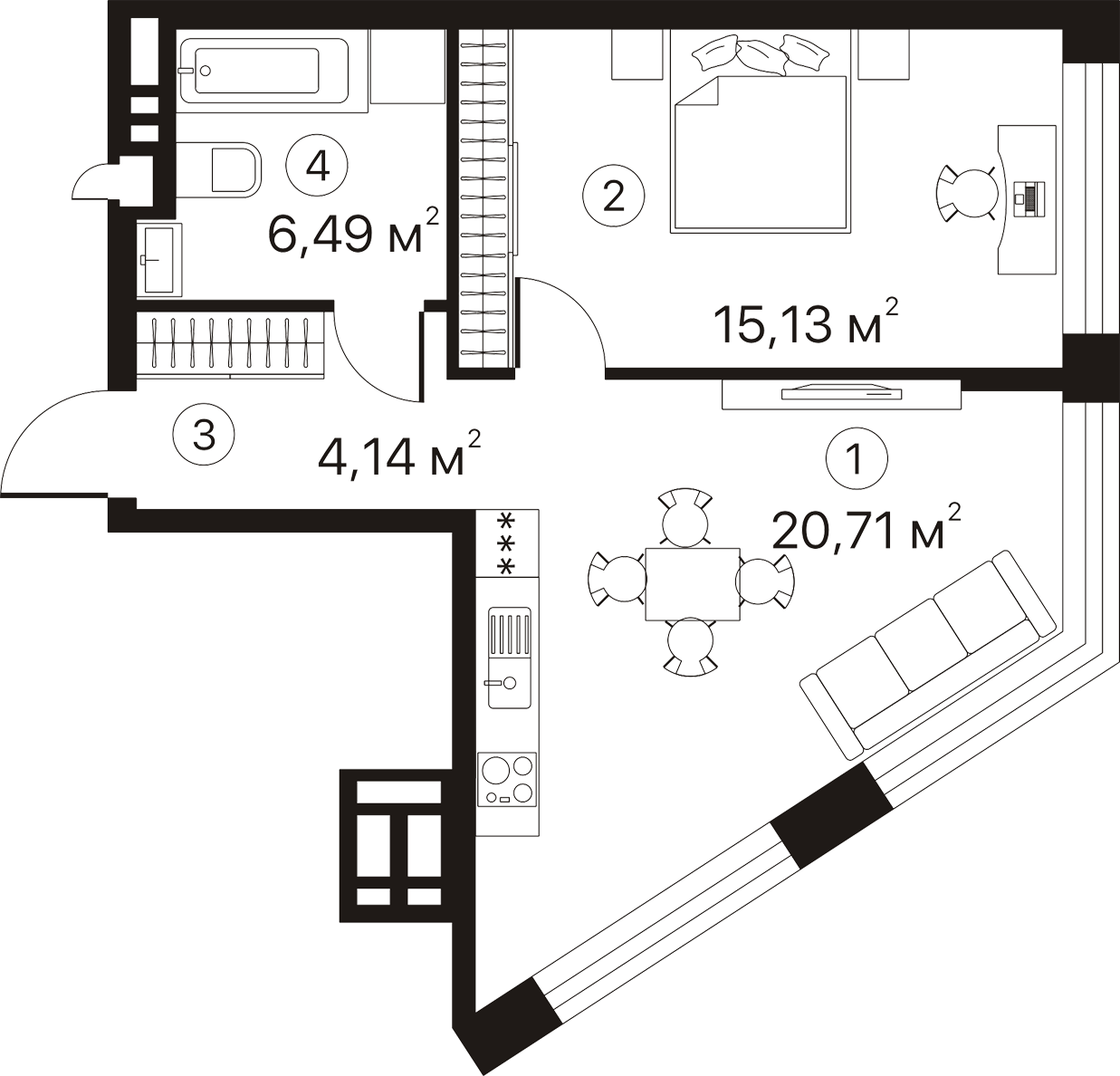 1-комнатная 46.47 м² в ЖК Terracotta от 19 311 грн/м², Киев