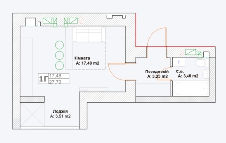 Студія 27.7 м² в ЖК Фортуна-2 від 20 500 грн/м², м. Ірпінь