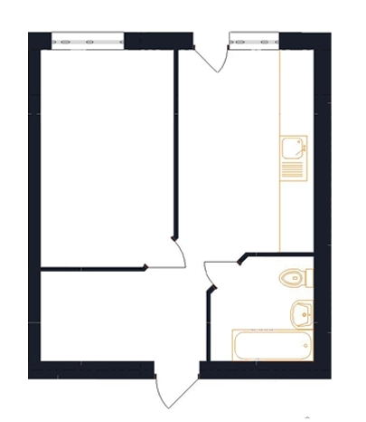 1-кімнатна 41 м² в ЖК Family від 17 700 грн/м², с. Гатне