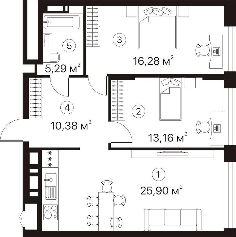 2-комнатная 71.01 м² в ЖК Terracotta от 18 200 грн/м², Киев