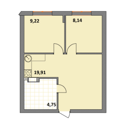 2-комнатная 42.02 м² в ЖК Синергия 2+ от 13 500 грн/м², г. Ирпень