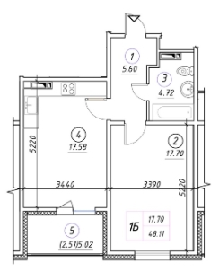 1-комнатная 48.11 м² в ЖК Вудстория от 17 500 грн/м², Киев