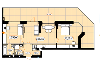 2-комнатная 81.65 м² в ЖК Мюнхаузен 2 от 22 300 грн/м², г. Ирпень
