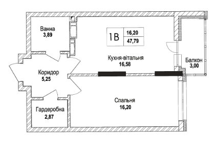 1-комнатная 47.79 м² в КД Concordia от 43 700 грн/м², Киев