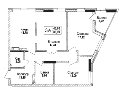 3-комнатная 86.99 м² в КД Concordia от 59 200 грн/м², Киев