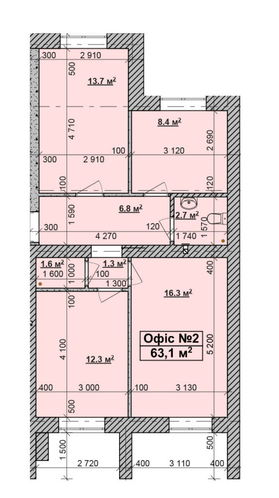 Офис 63.1 м² в ЖК Спутник-Теремки от застройщика, с. Гатное