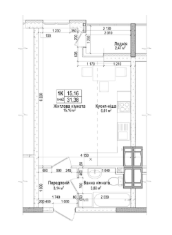 1-кімнатна 31.38 м² в ЖК Атлант на Київській від 20 000 грн/м², м. Бровари