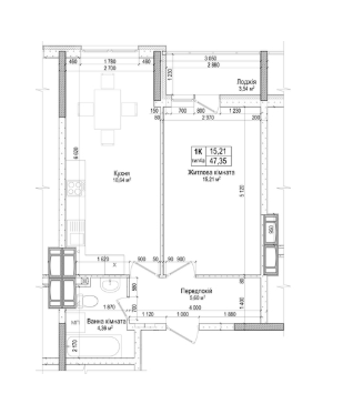 1-кімнатна 47.35 м² в ЖК Атлант на Київській від 21 500 грн/м², м. Бровари