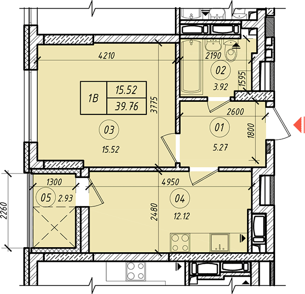 1-кімнатна 39.76 м² в ЖК LookyanSky від забудовника, Київ