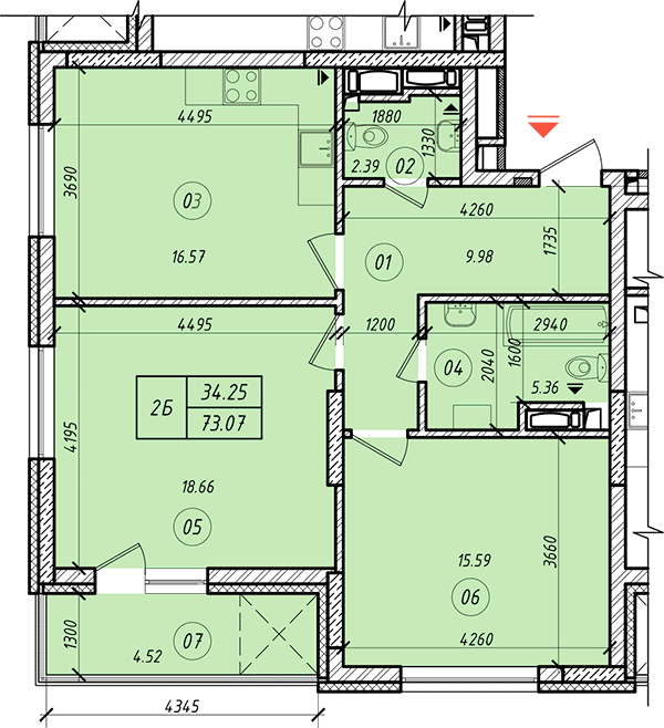 2-комнатная 73.07 м² в ЖК LookyanSky от 45 000 грн/м², Киев