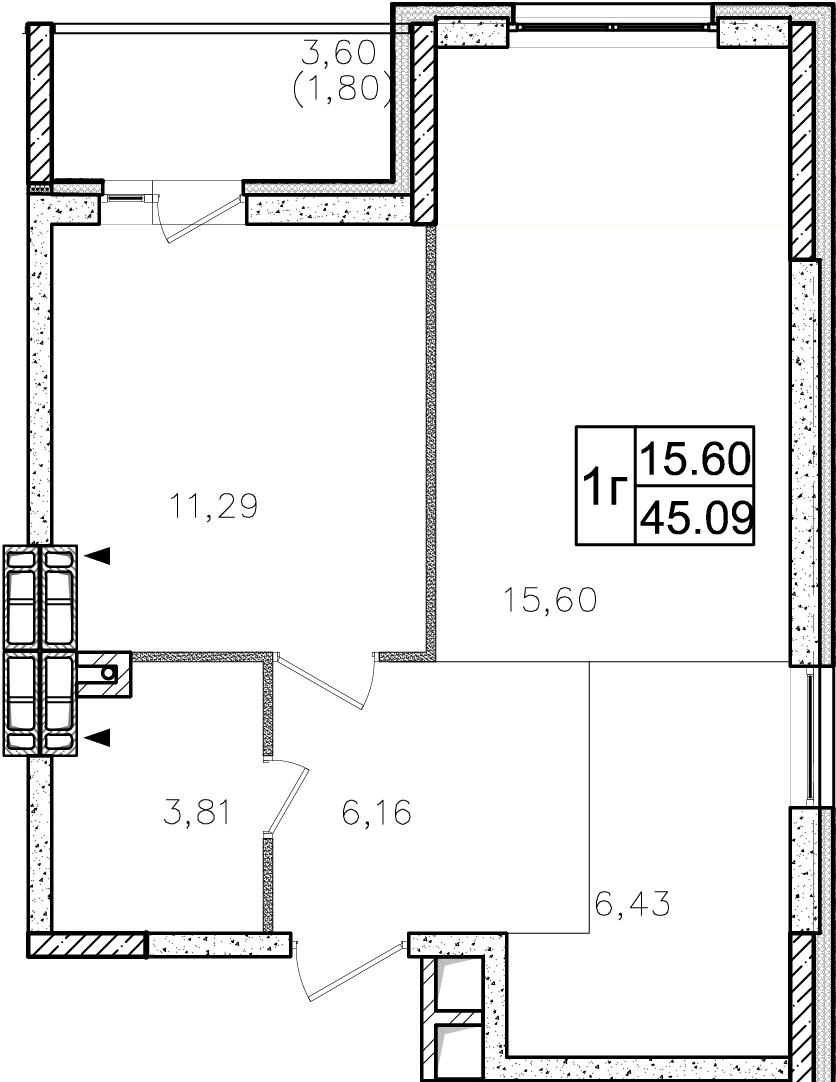 1-кімнатна 45.09 м² в ЖК Атлант на Київській від 20 600 грн/м², м. Бровари