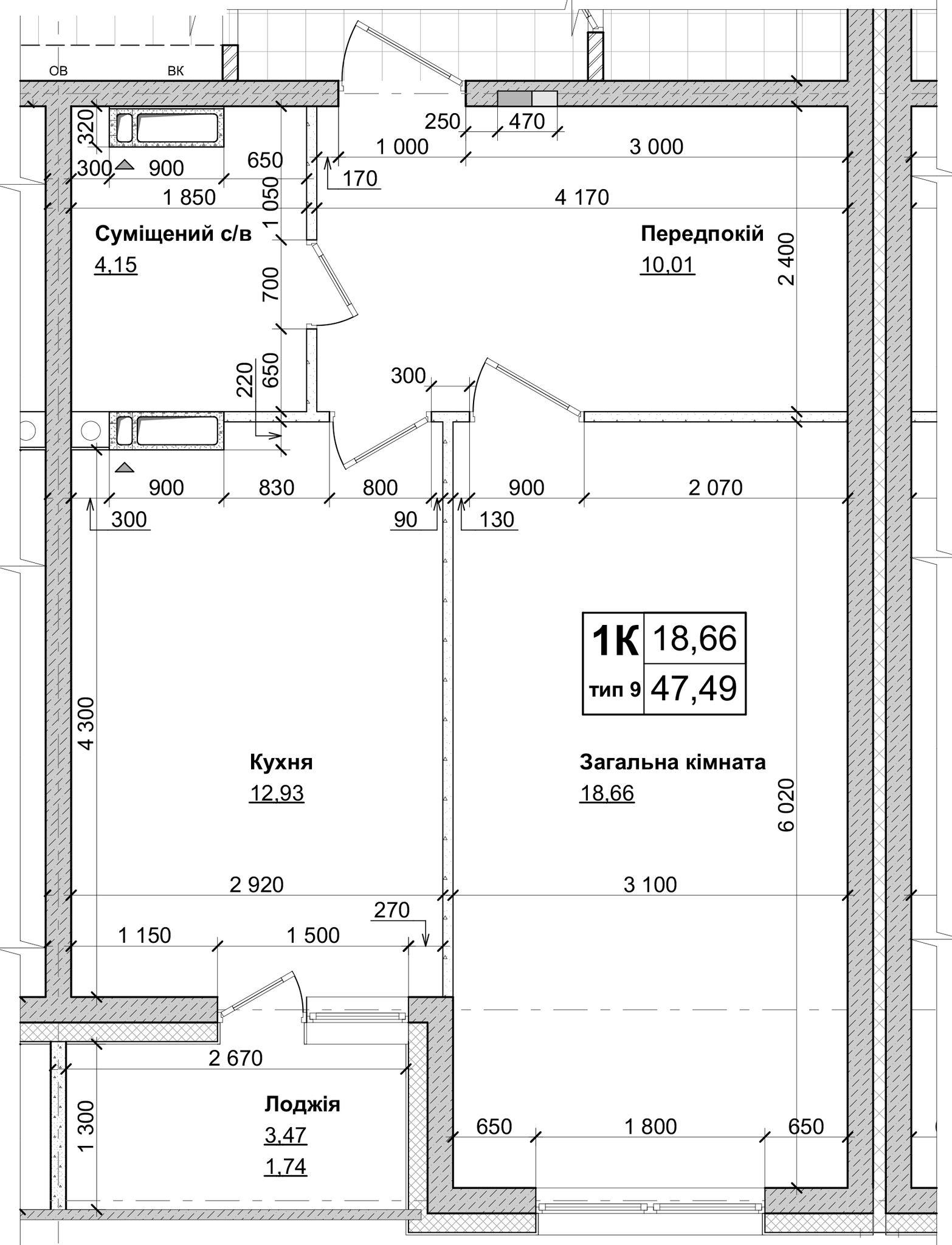 1-кімнатна 47.49 м² в ЖК Атлант на Київській від 21 500 грн/м², м. Бровари